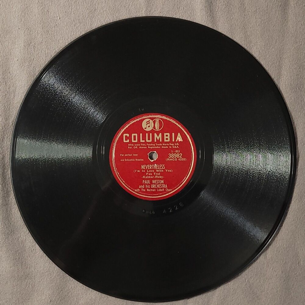 Paul Weston 78 Nevertheless / Beloved, Be Faithful Columbia 38982 V++ Jazz Pop